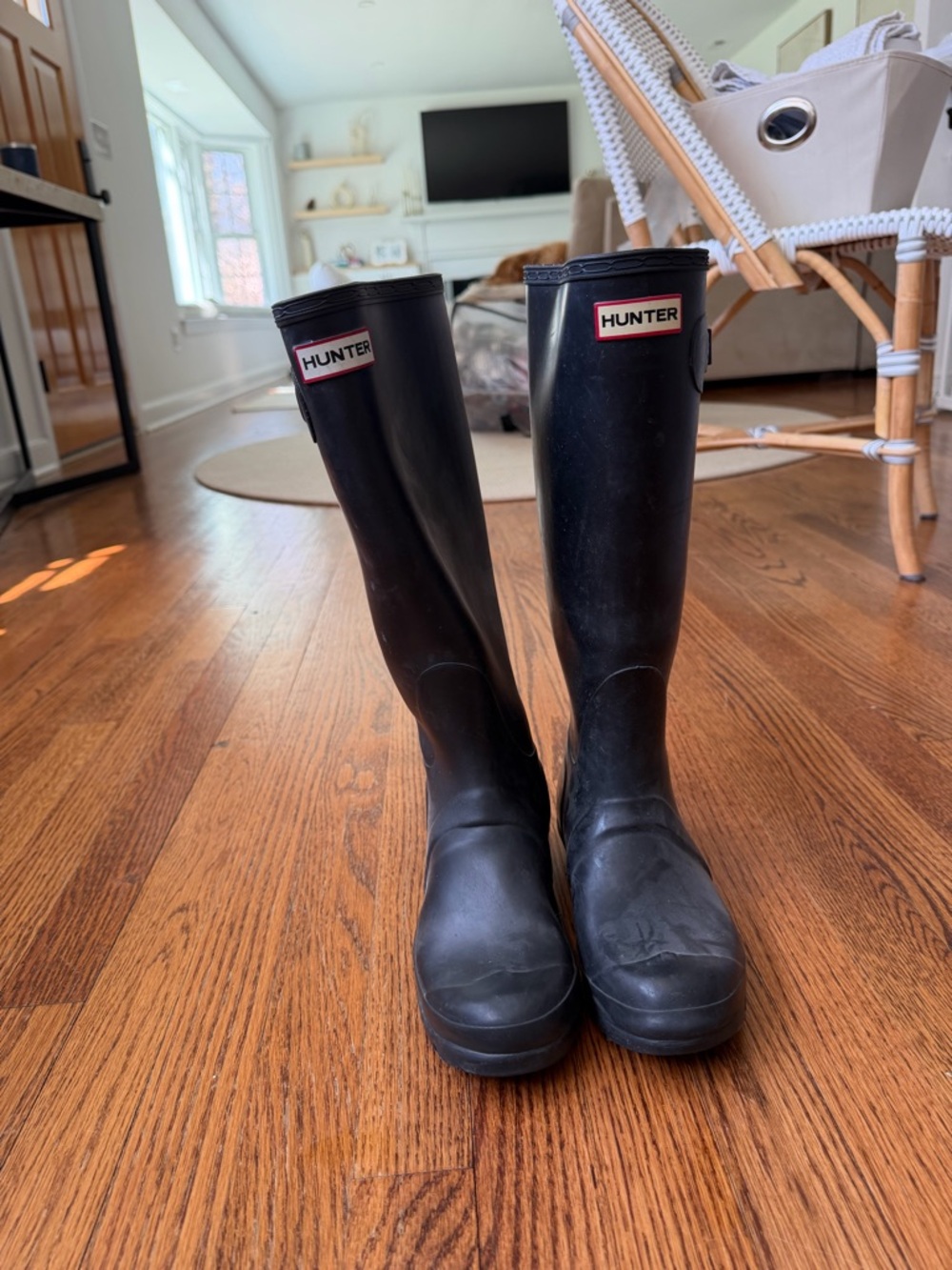 Hunter Black Rain Boot with Zebra Warmer